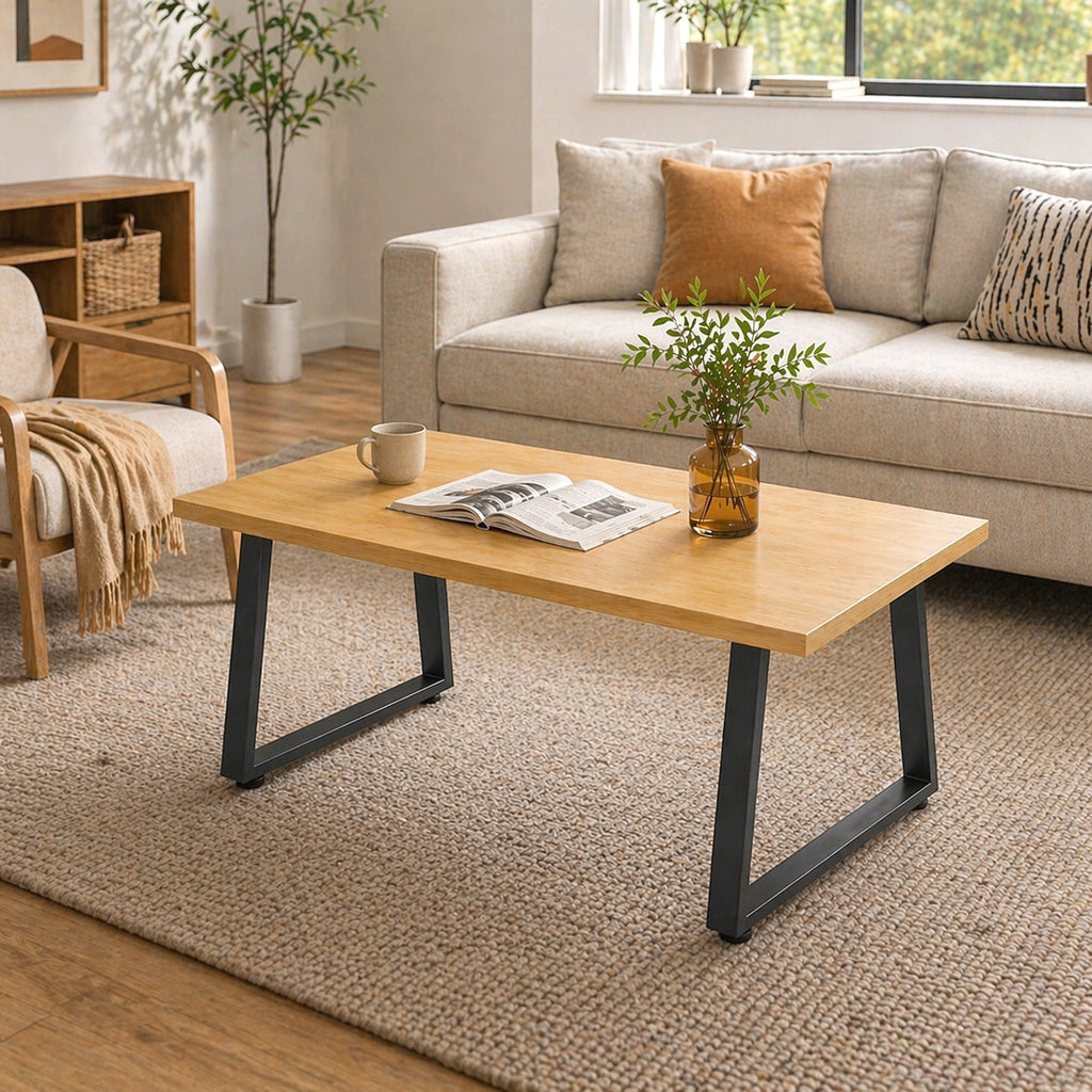 Pieds de table en acier, 60 x 43 cm, lot de 2 pieds de bureau trapezoïdes avec patins réglables et vis, noir-1