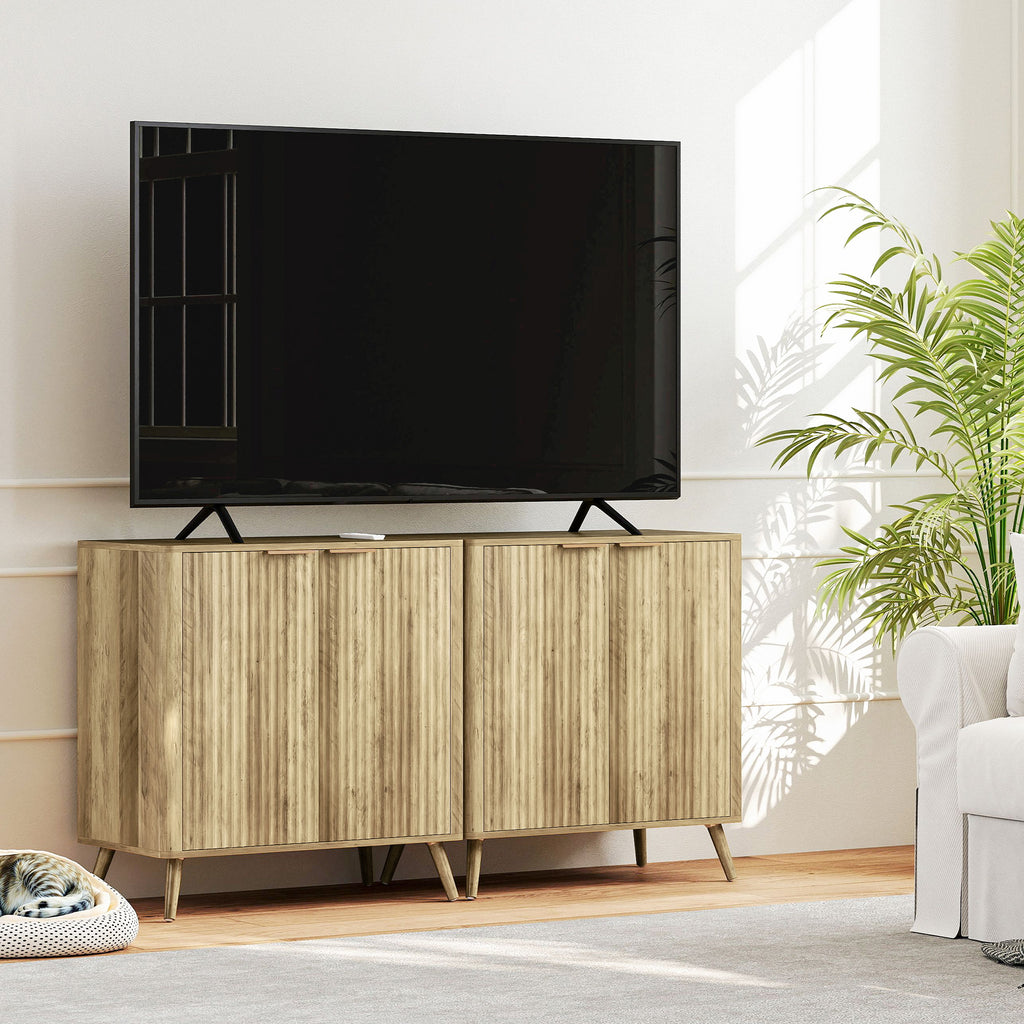 Buffet salon meuble de rangement avec placard à 2 portes et étagère réglable, 77 x 40 x 81 cm, aspect bois-4