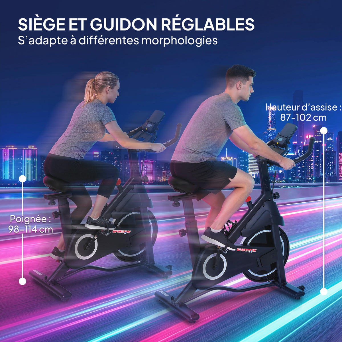 Vélo d'Appartement, Vélo d'Exercice, Résistance Magnétique Réglable, Écran LCD, Siège Confortable, 108x51x116cm, Blanc-6