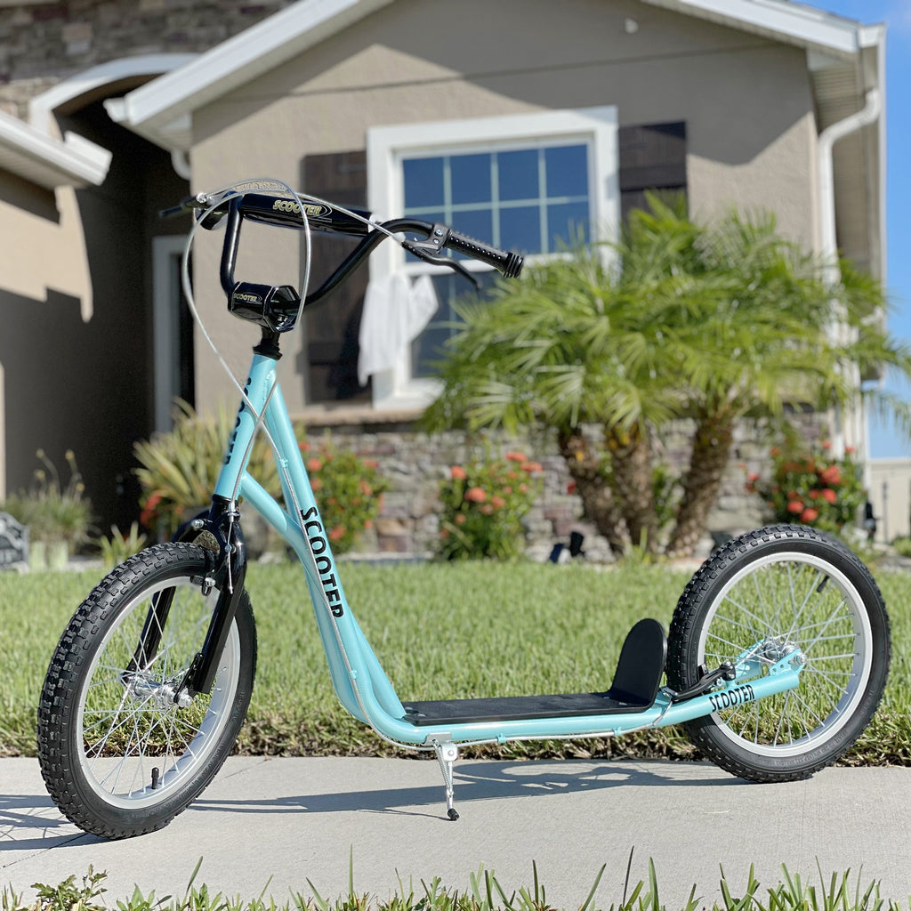 Trottinette patinette pour Enfants à partir de 5 Ans Grands pneus en Caoutchouc Guidon réglable poignée Frein et béquille Acier Charge max. 100 Kg Bleu-9