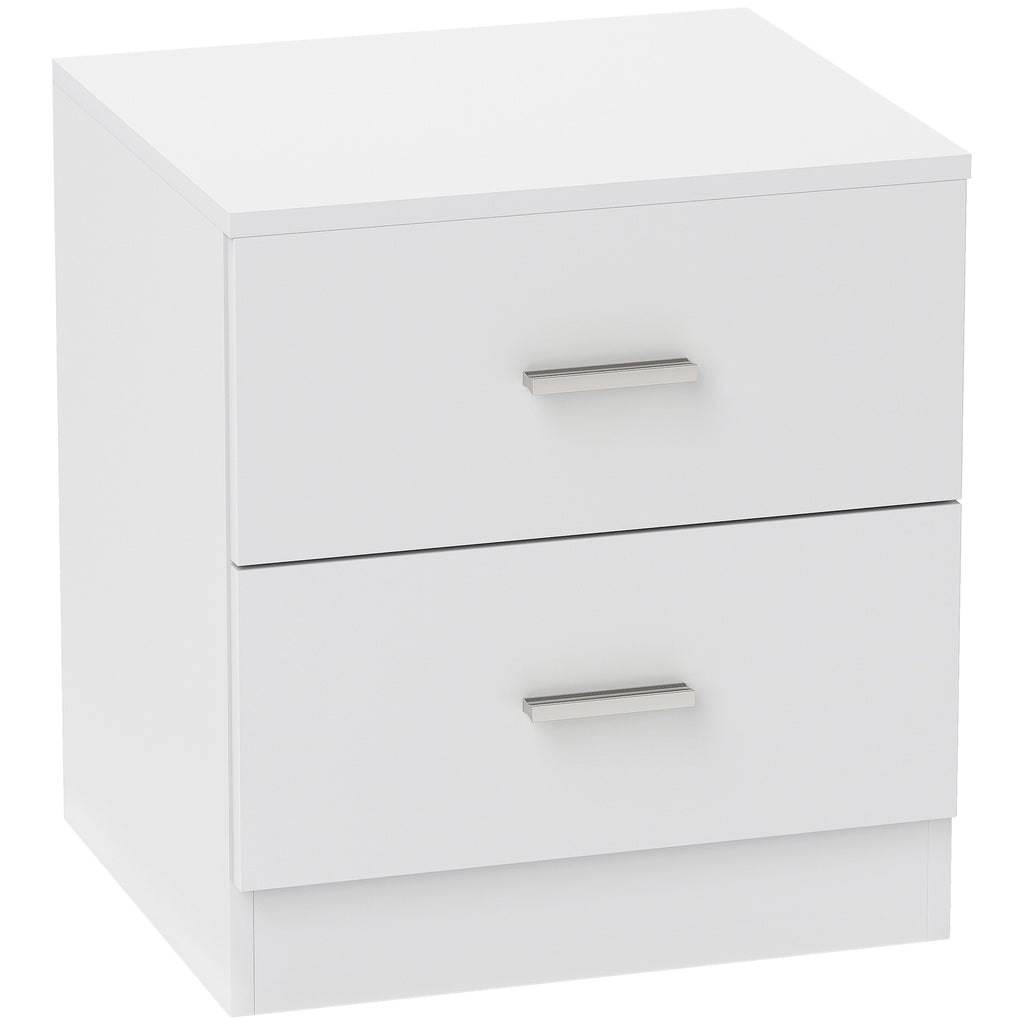 Table de chevet avec 2 tiroirs poignée en alliage d'aluminium style contemporain 45 x 39,5 x 49 cm blanc-0