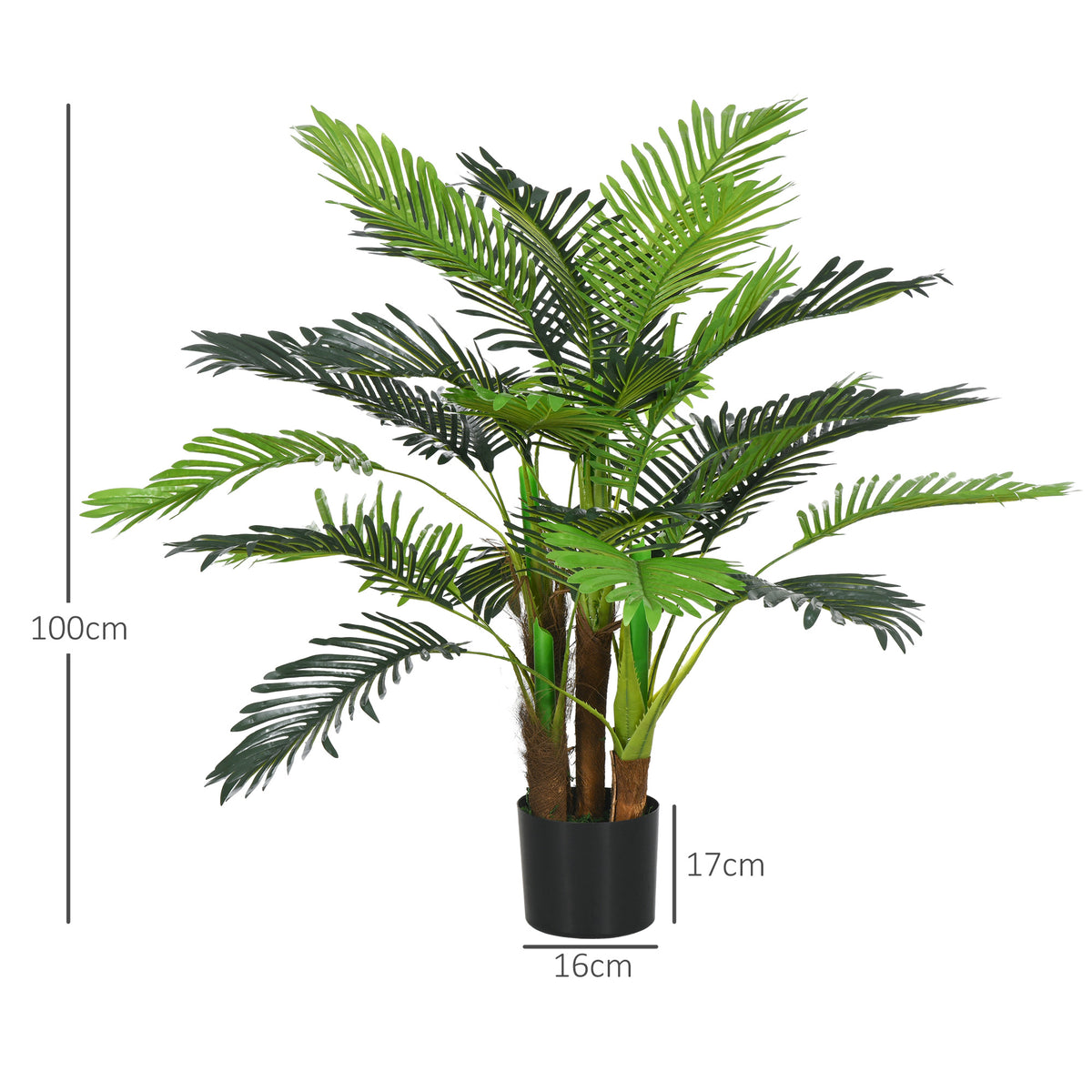 Palmier Artificiel H.1 m Arbre Artificiel Tronc Branches Lichen Feuilles Grand réalisme Pot Inclus-2