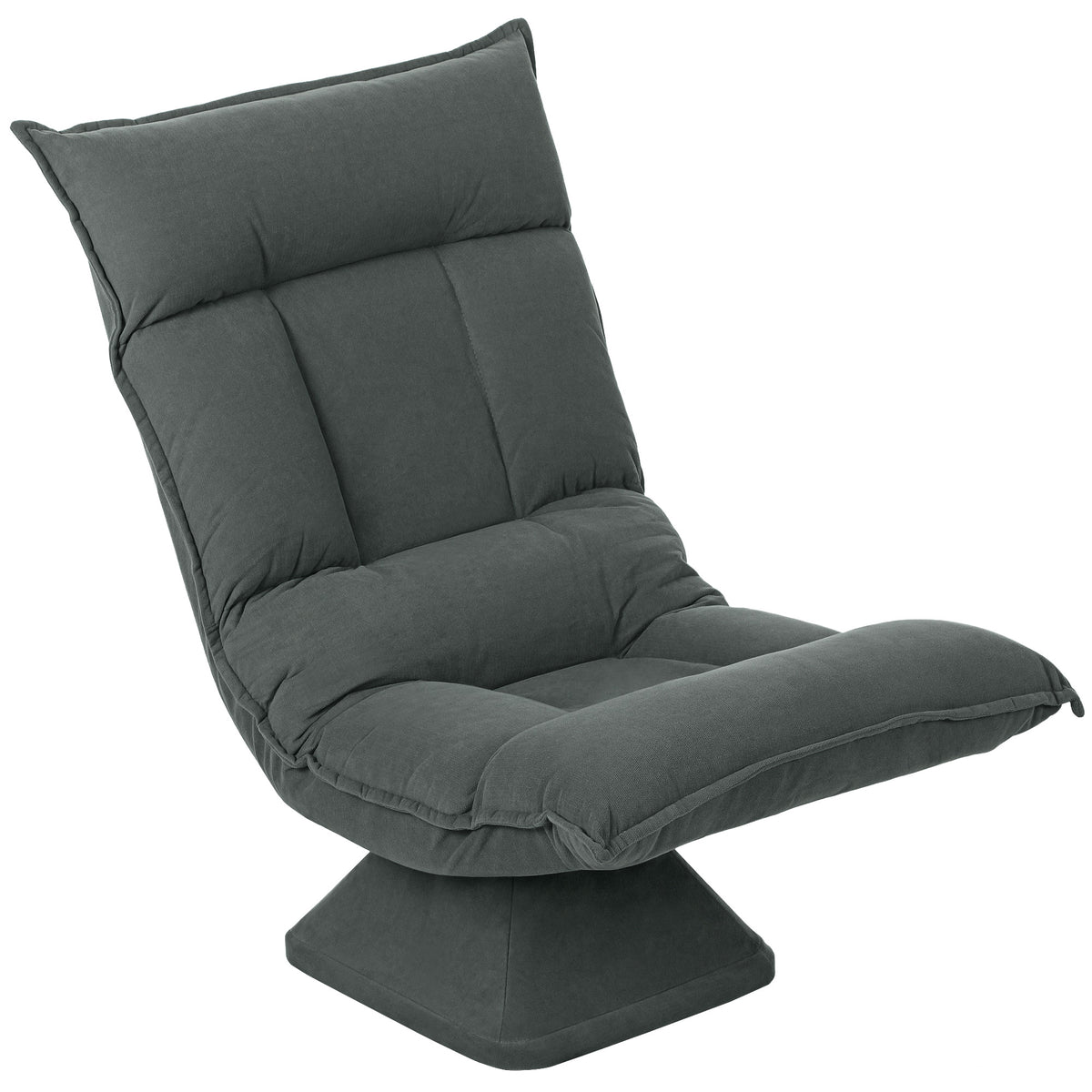 Chaise de sol pivotante à 360°, fauteuil pliable en velours avec dossier réglable 5 positions, 70x62x95cm, gris foncé-0