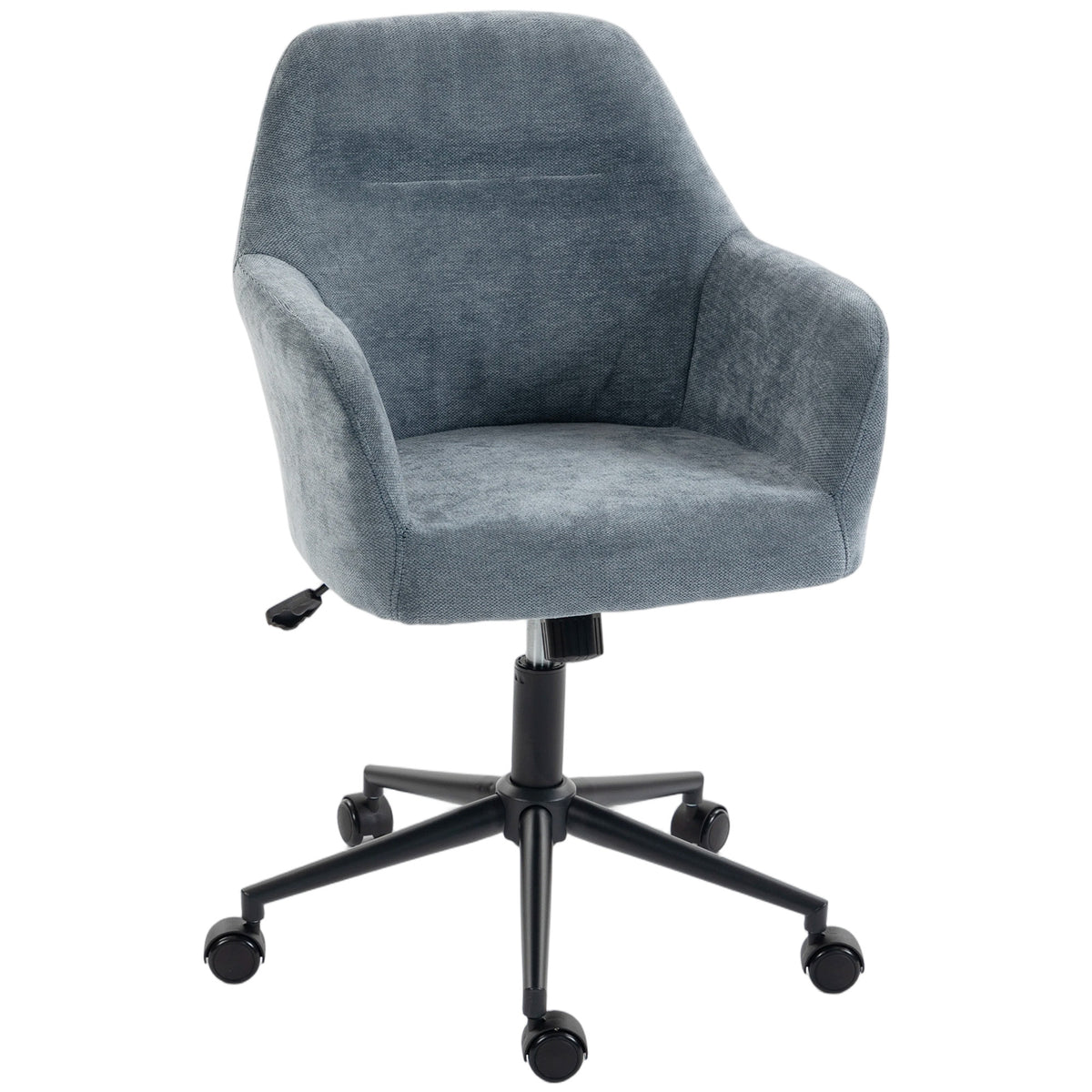 Chaise Bureau Ergonomique, Fauteuil de Bureau en Chenille avec Hauteur Réglable, Fonction Bascule, Bleu-0