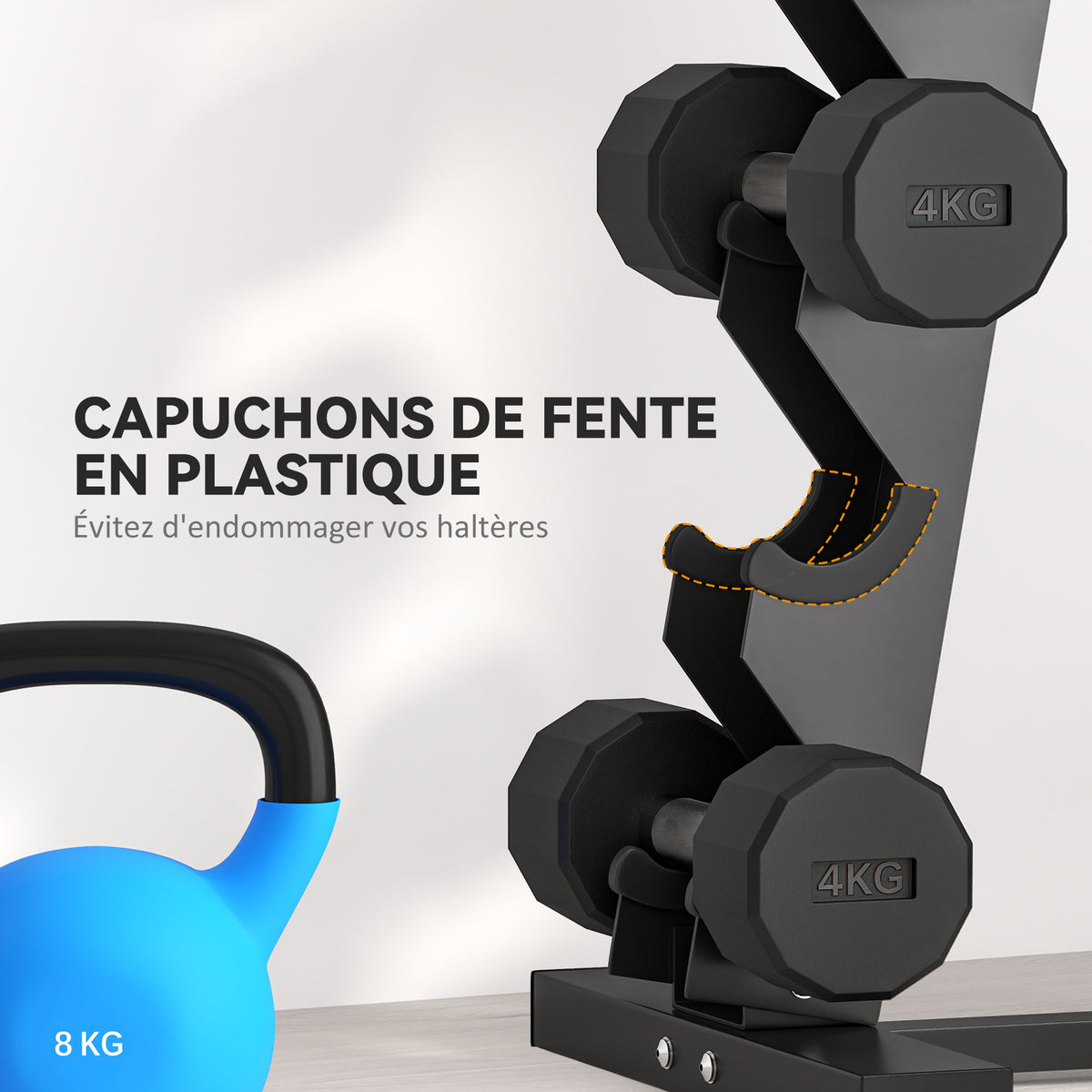 Support d'haltères à 5 niveaux stockage d'haltères en acier pour musculation Charge 100 kg 35x33x66 cm Noir-4