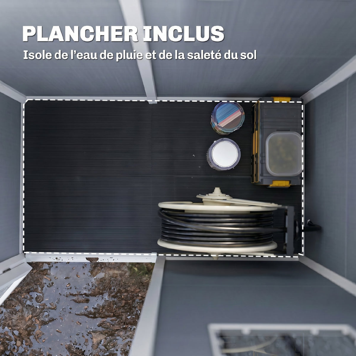 Abri de jardin 1,14 m² pour outils - porte verrouillable, aération et fenêtre - dim. 151L x 92l x 193H cm  - plastique, gris-4