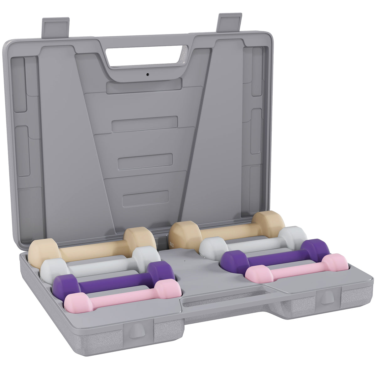 Ensemble d'haltères total 10 Kg - paires de 0,5/1/1,5/2 Kg avec mallette - entraînement musculaire - métal PU multicolore-0