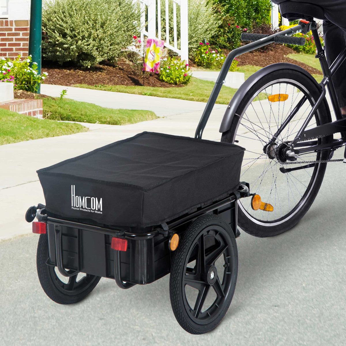 Remorque vélo remorque de transport pour vélo 144L x 59l x 80H cm barre d'attelage universelle acier noir-1