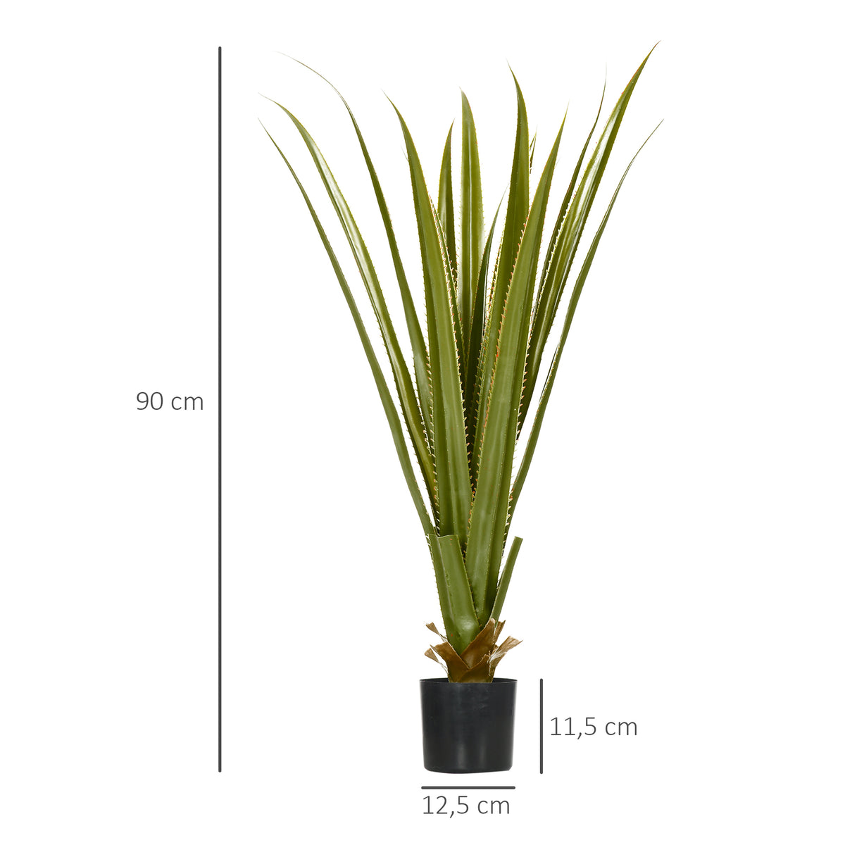 Plante artificielle type agave en pot hauteur 90 cm, 16 feuilles, interieur extérieur, grand réalisme-2