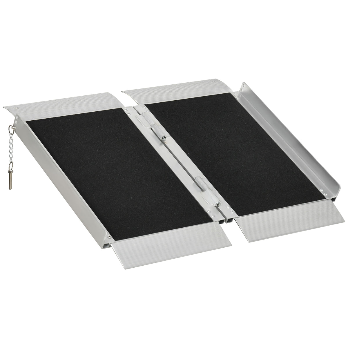 Rampe de fauteuil roulant pliable en alliage d'aluminium antidérapante, avec poignées, charge max. 272 kg, noir-0