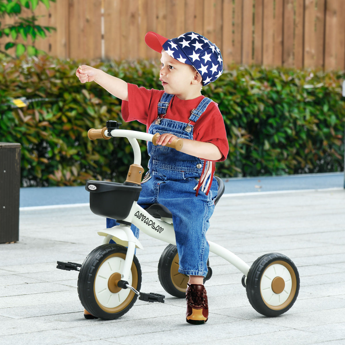 Tricycle enfants avec sonnette et panier selle réglable avec dossier - pour enfant de 2 à 5 ans blanc-1