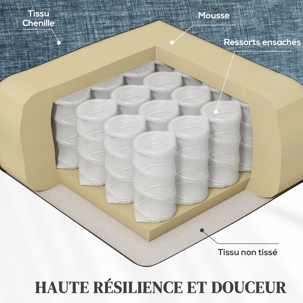 Fauteuil inclinable manuel pivotant avec repose-pieds rétractable, dossier réglable, bleu-4