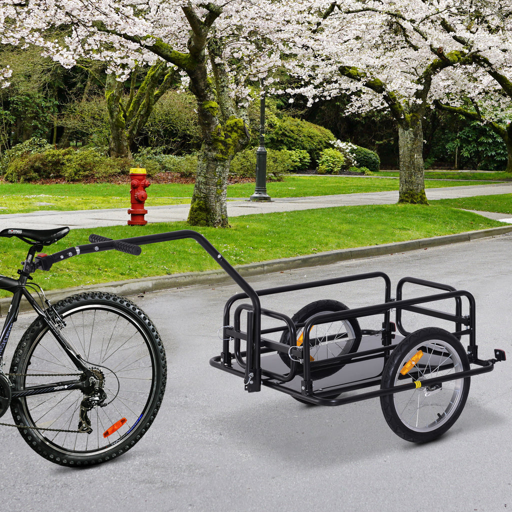 Remorque vélo remorque de transport pour vélo 70 L 155L x 71,5l x 77H cm poignée barre d'attelage universelle pliable acier Charge max. 40 Kg noir-1