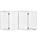 Barrière de sécurité modulable pliable pour animaux de compagnie avec pied de support, bois massif, 206 x 35,5 x 76 cm-0