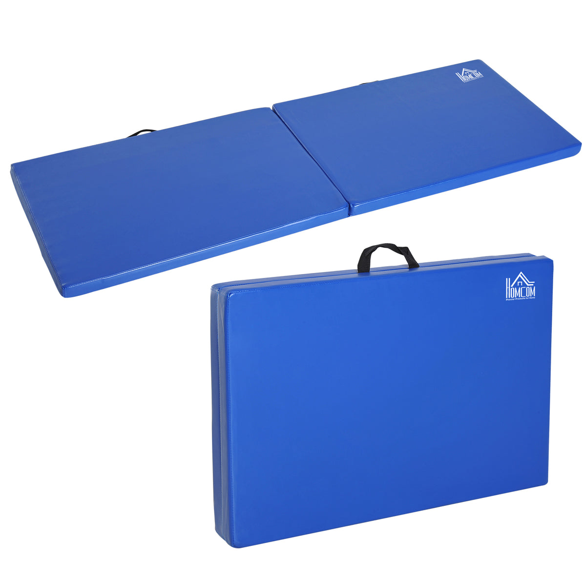 Tapis de gymnastique yoga pilates fitness pliable portable grand confort 180L x 60l x 5H cm revêtement synthétique bleu-7