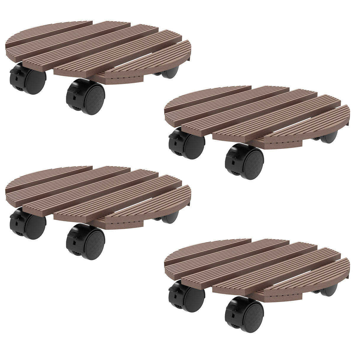 Lot de 4 supports ronds Ø30 cm pour plantes - porte plante à roulettes, intérieur et extérieur-0