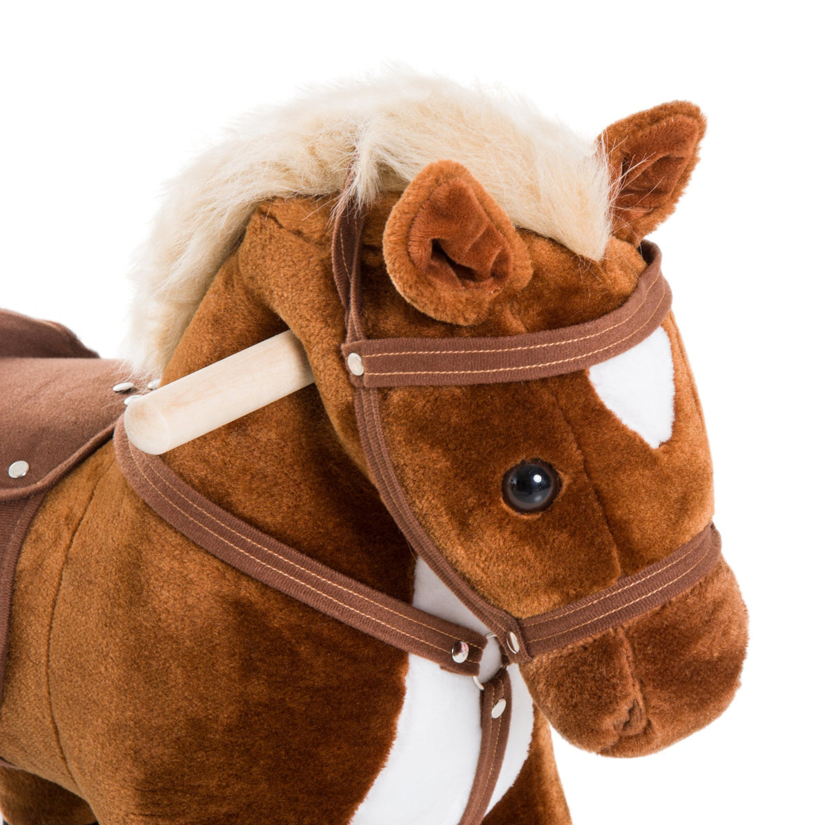 Jouet cheval pour enfant de +24 mois avec 4 roulettes, effet sonore, repose-pieds et guidon, 55x23x60 cm Marron-8