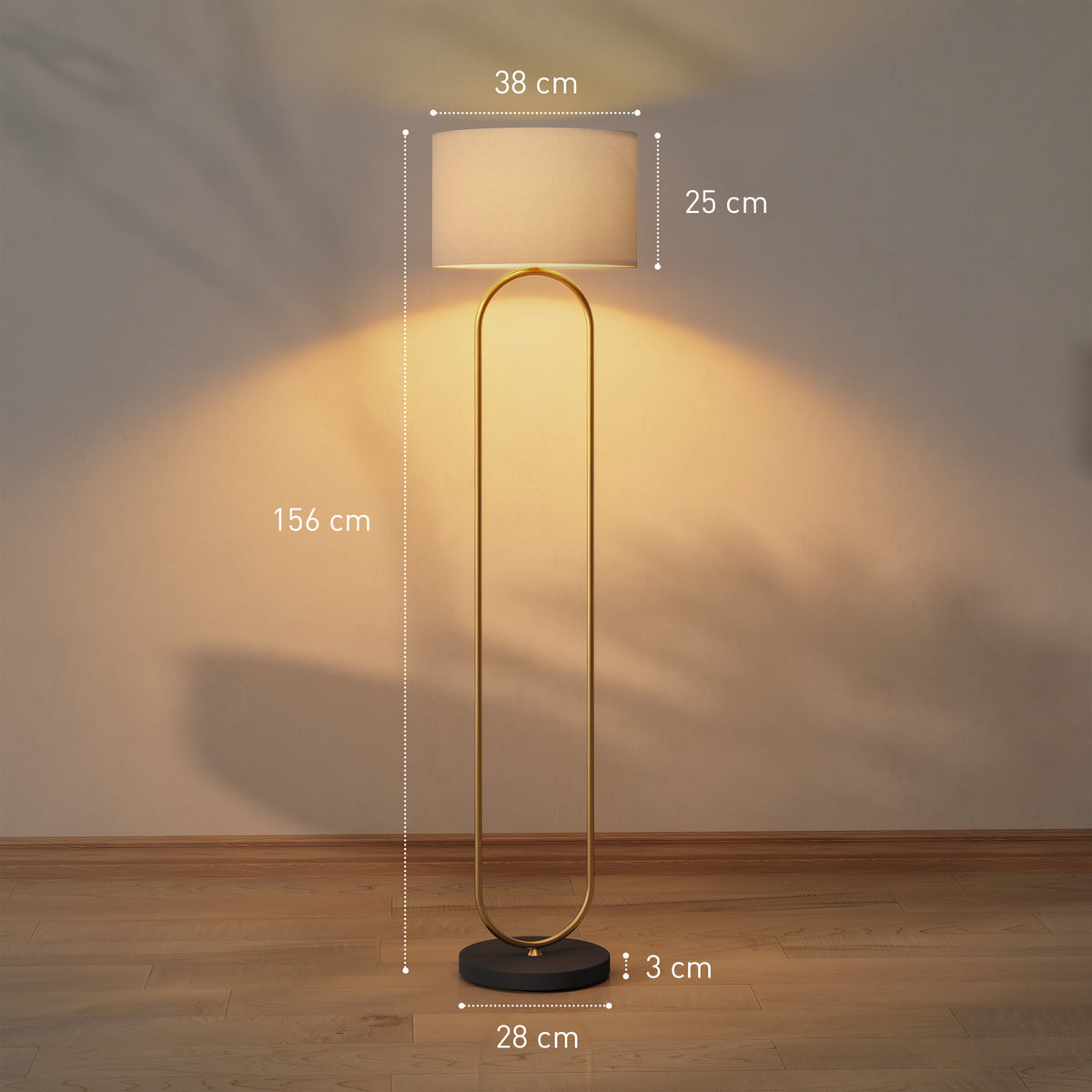 Lampadaire abat-jour en lin douille E27 style moderne interrupteur à pied pour salon et chambre 156 cm doré et noir-2