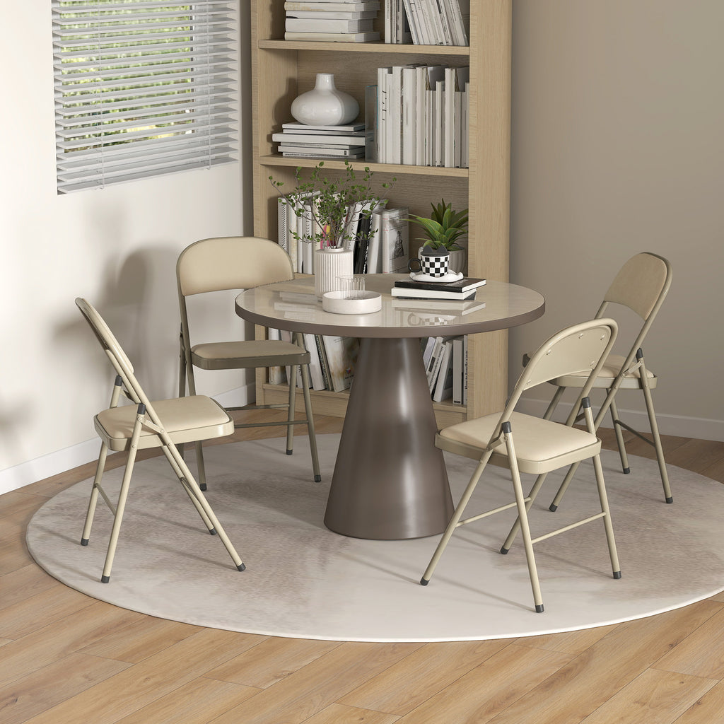 Lot de 4 chaises pliantes et portables intérieur avec assises et dossiers rembourrés en velours, cadre en acier, beige-7