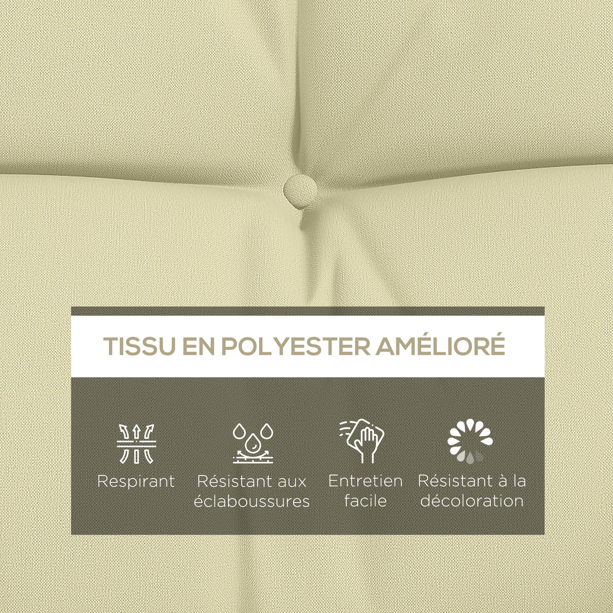 Ensemble de 4 coussins d'extérieur pour balancelle de jardin, 1 coussin d'assise coussins de dossier et 2 oreillers-3