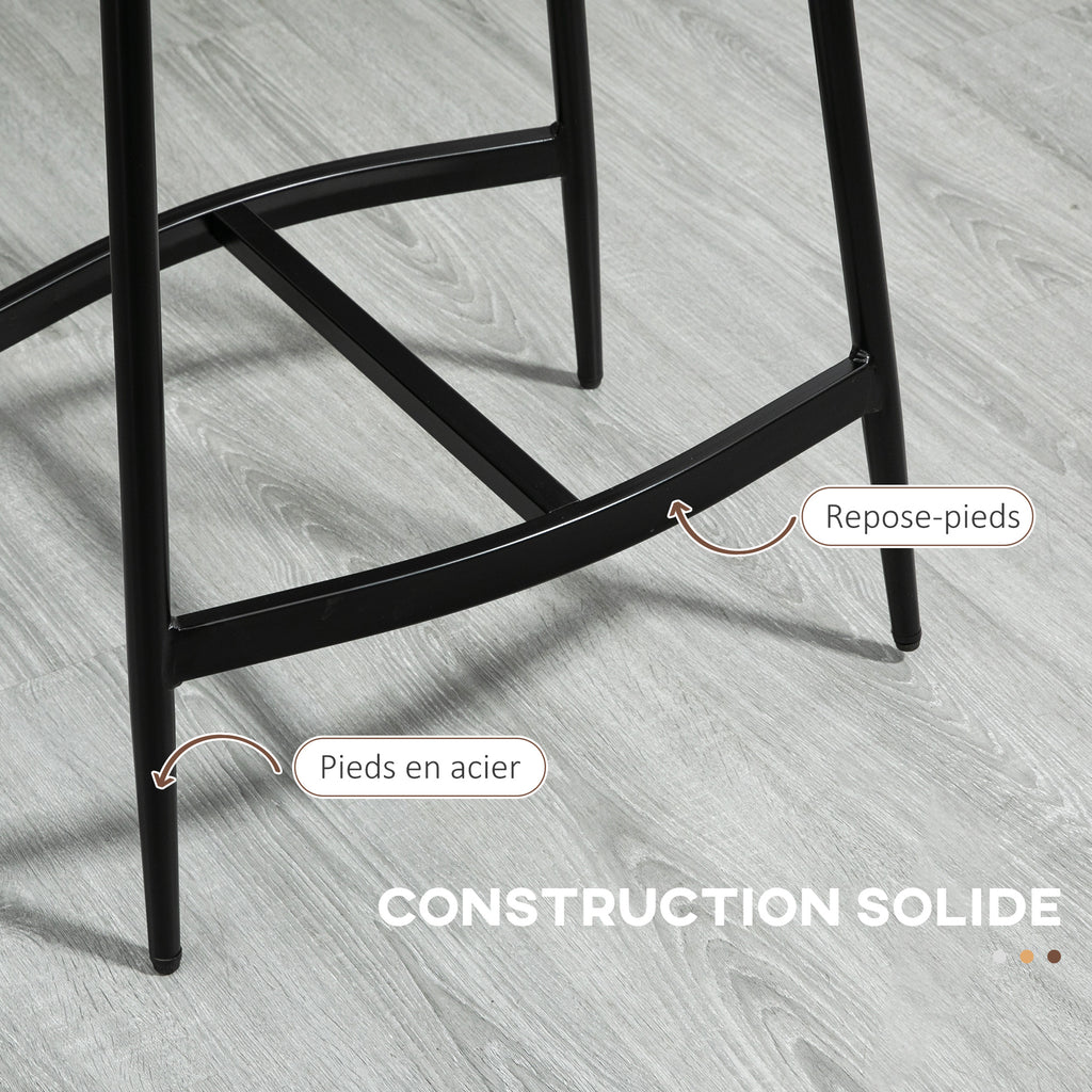 Lot de 2 tabourets de bar avec repose-pieds acier style industriel assise incurvée 48,5 x 38,5 x 68,5 cm marron noir-5