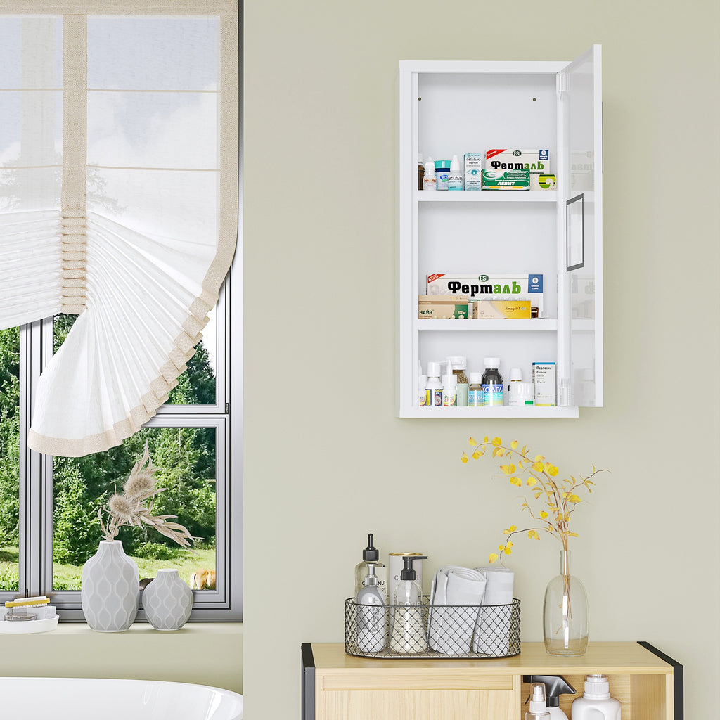 Armoire à pharmacie murale 2 étagères 3 niveaux avec porte aimantée métal 30 x 12 x 60 cm blanc-9