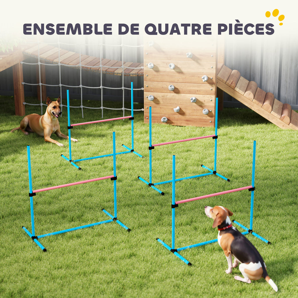 Agility Sport pour Chiens, Set de 4 Obstacles Professionnels avec Système de Maintien au Sol, 99x65x94cm, Bleu Clair-4