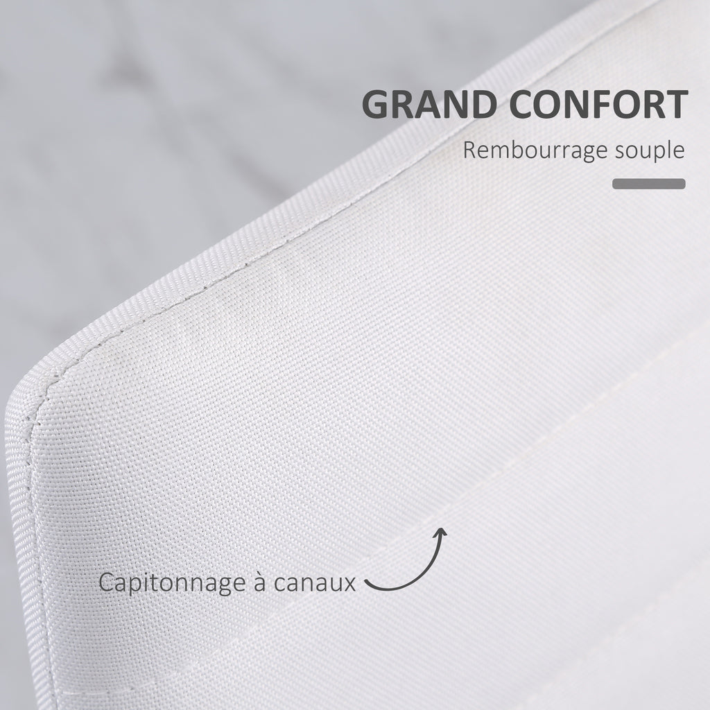 Lot de 4 chaises de salle à manger chaises de cuisine avec dossier haut pieds en métal et tissu en lin 41x50x97cm blanc-4