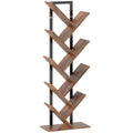 Bibliothèque Arbre à 9 Niveaux, Meuble de Rangement Industriel avec Cadre en Acier, 50x24x136cm, Brun Rustique-0