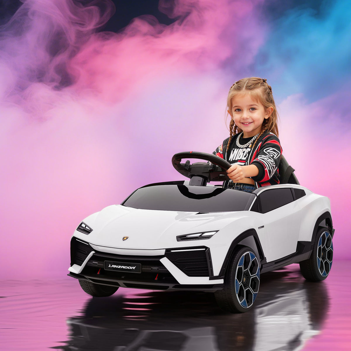 Voiture électrique enfant véhicule électrique Lamborghini 12V télécommande 2,4G et 2 moteurs vitesse max. 4 km/h blanc-1
