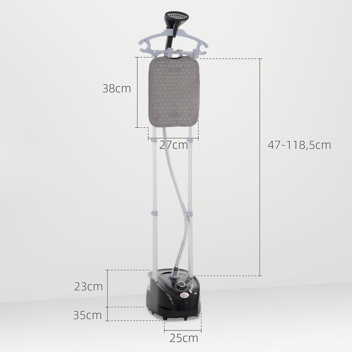 Défroisseur vapeur vertical 1950 W 32g/min, réservoir d'eau 2 L, tige télescopique, 11 températures réglables, noir-2