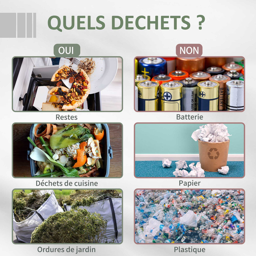 Composteur de Jardin - bac à Compost pour déchets - Rotatif 360° - Double Chambre 160 L - Acier PP Gris-5