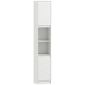 Meuble colonne salle de bain, meuble de rangement avec 2 portes, 2 compartiments ouverts, , 30 x 24 x 170 cm, blanc-0
