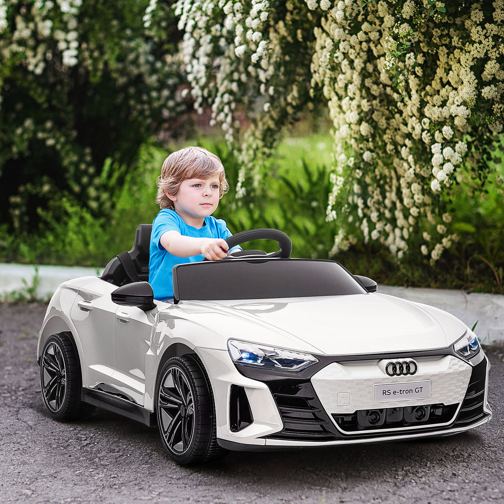 Voiture électrique enfant 12 V - véhicule électrique avec télécommande parentale fournie - V. Max. 5 Km/h - effets sonores, lumineux - Audi RS E-tron GT blanc-1