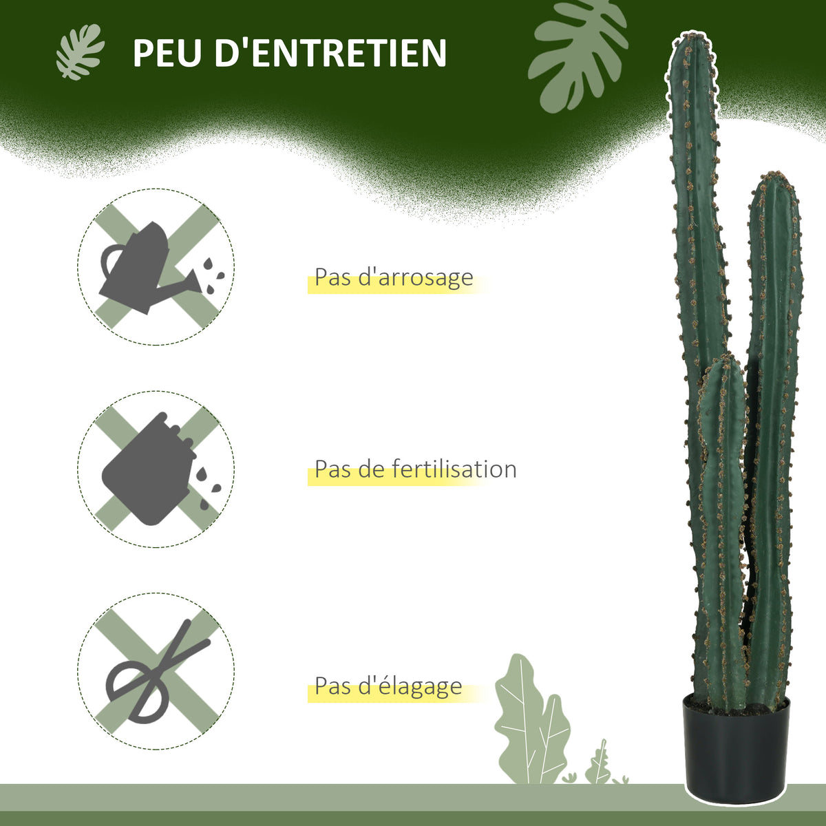 Cactus artificiel grand réalisme plante artificielle grande taille dim. Ø 18 x 120H cm vert-5