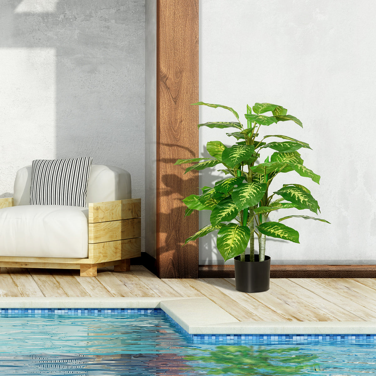 Plante artificielle calathea hauteur 95 cm pot ciment - intérieur-3
