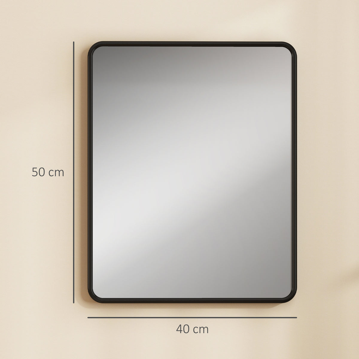 Miroir mural rectangulaire 50 x 40 cm, miroir décoratif moderne avec cadre en métal pour salon, entrée, couloir, noir-2