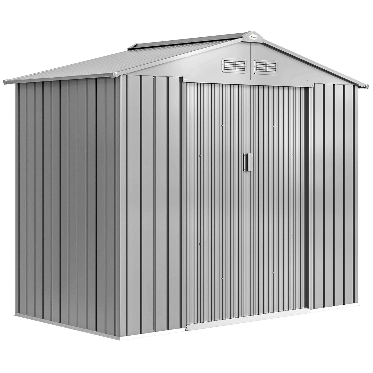 Abri de Jardin 2,42 m² - Remise pour Outils avec Kit de Fondation - Cabanon Porte Verrouillable - Tôle d'Acier Gris-0