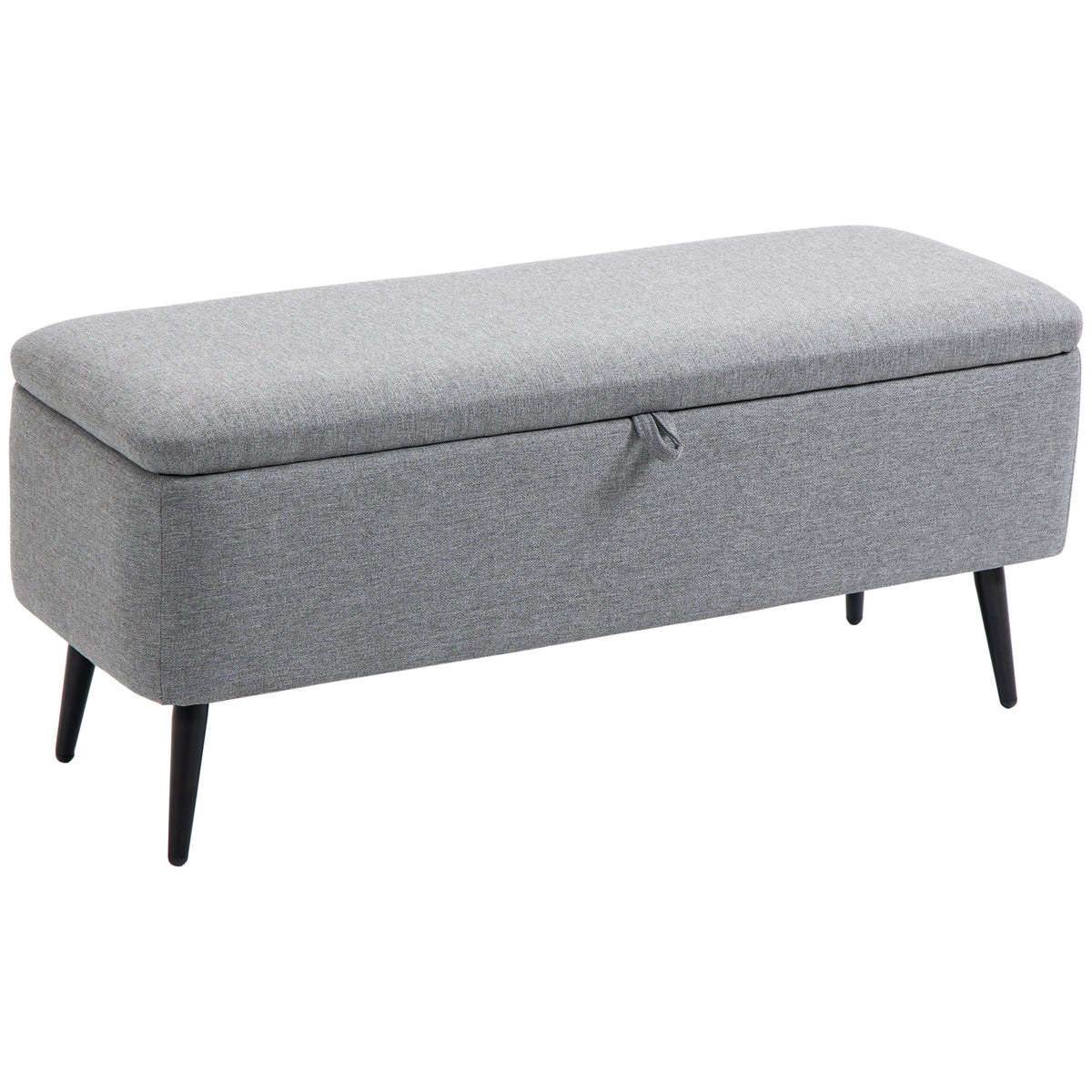 Banc banquette coffre de rangement 2 en 1 en tissu avec pieds en acier noir 102 x 40 x 39,5 cm gris-0