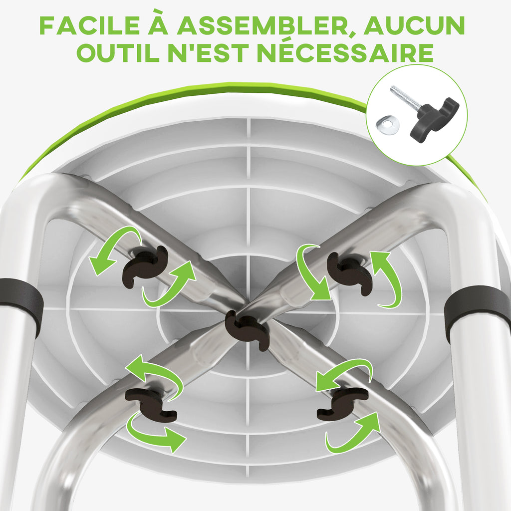 Tabouret de douche siège de douche antidérapant tabouret de bain hauteur réglable pivotant à 360° en aluminium-6