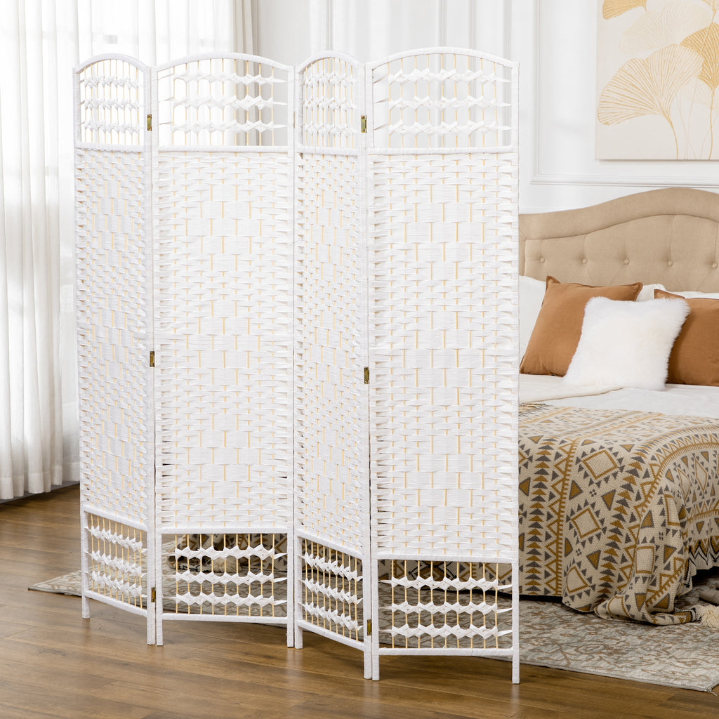 Paravent intérieur en bois séparateur de pièce cloison pliable 4 panneaux 160 x 170 cm blanc-1