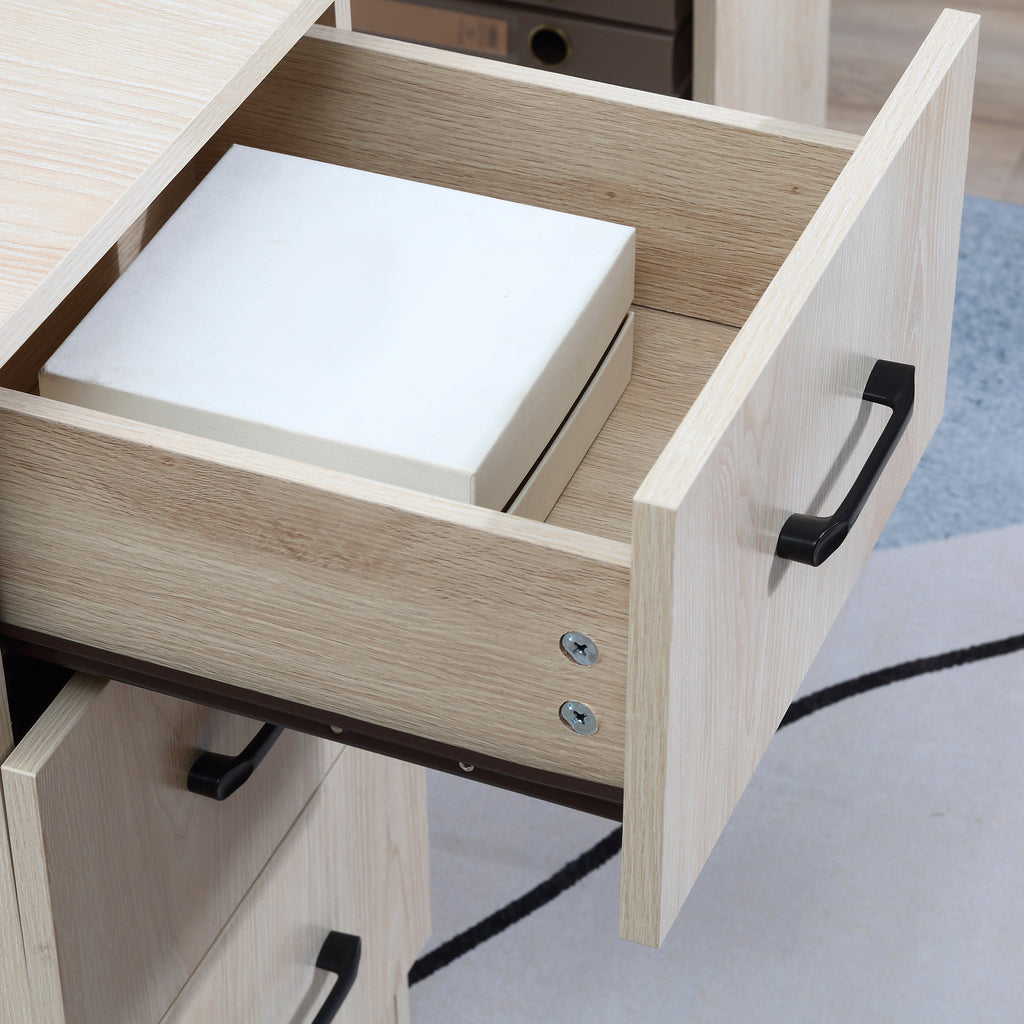 Bureau 120 x 50 cm avec étagères et tiroirs, pour petit espace, bureau à domicile, chambre à coucher, couleur bois-7