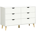 Commode 6 tiroirs meuble de rangement 5 pieds biseautés en bois  120 x 40 x 76 cm blanc-0