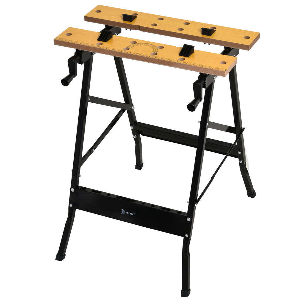 Établi pliant établi de serrage avec 4 serre-joints table de travail, charge 100 kg, 62,5x60,5x78,5cm, noir-8