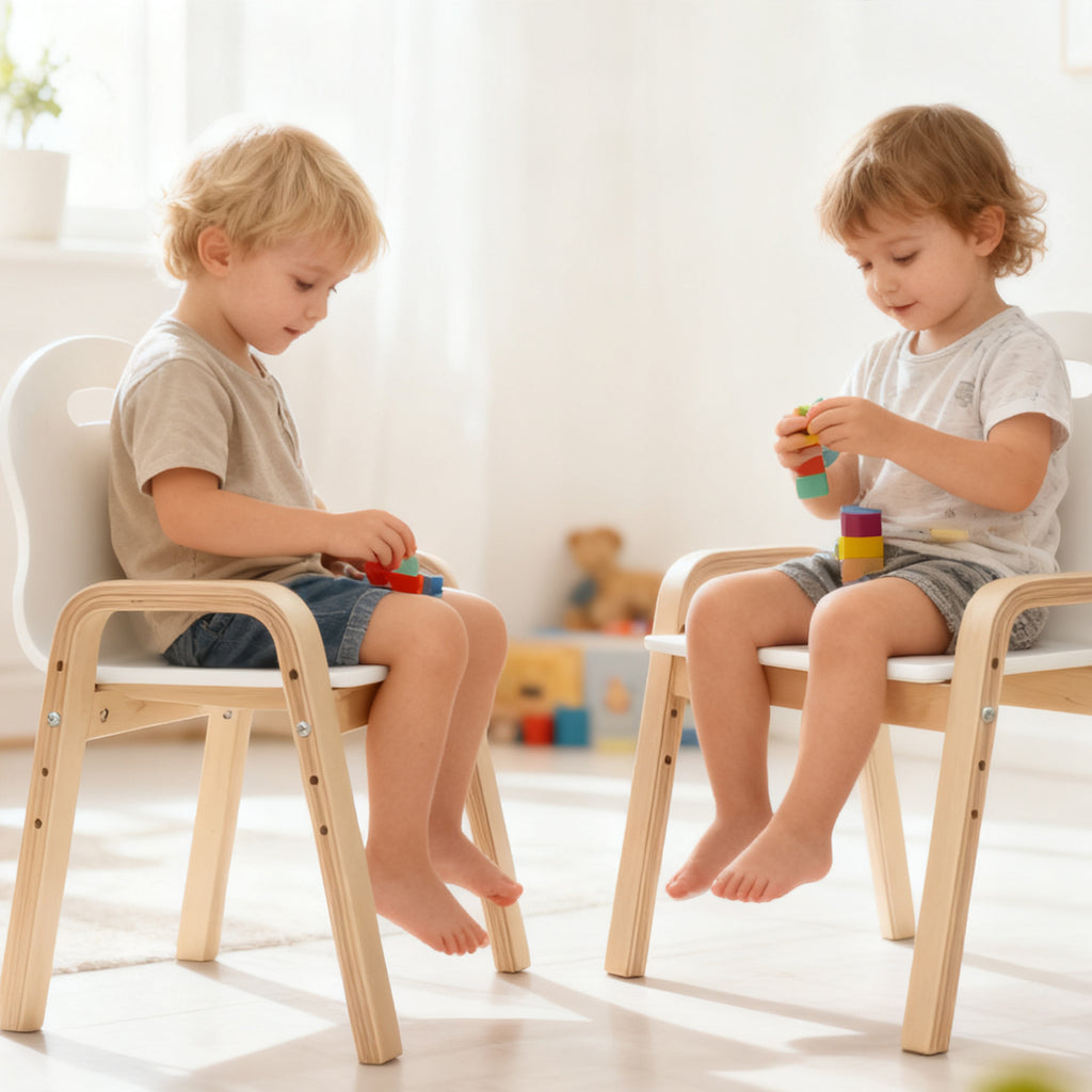Lot de 2 chaises pour enfants réglables en hauteur fauteuil enfants en bois massif avec accoudoirs 39x34x61,5cm blanc-1