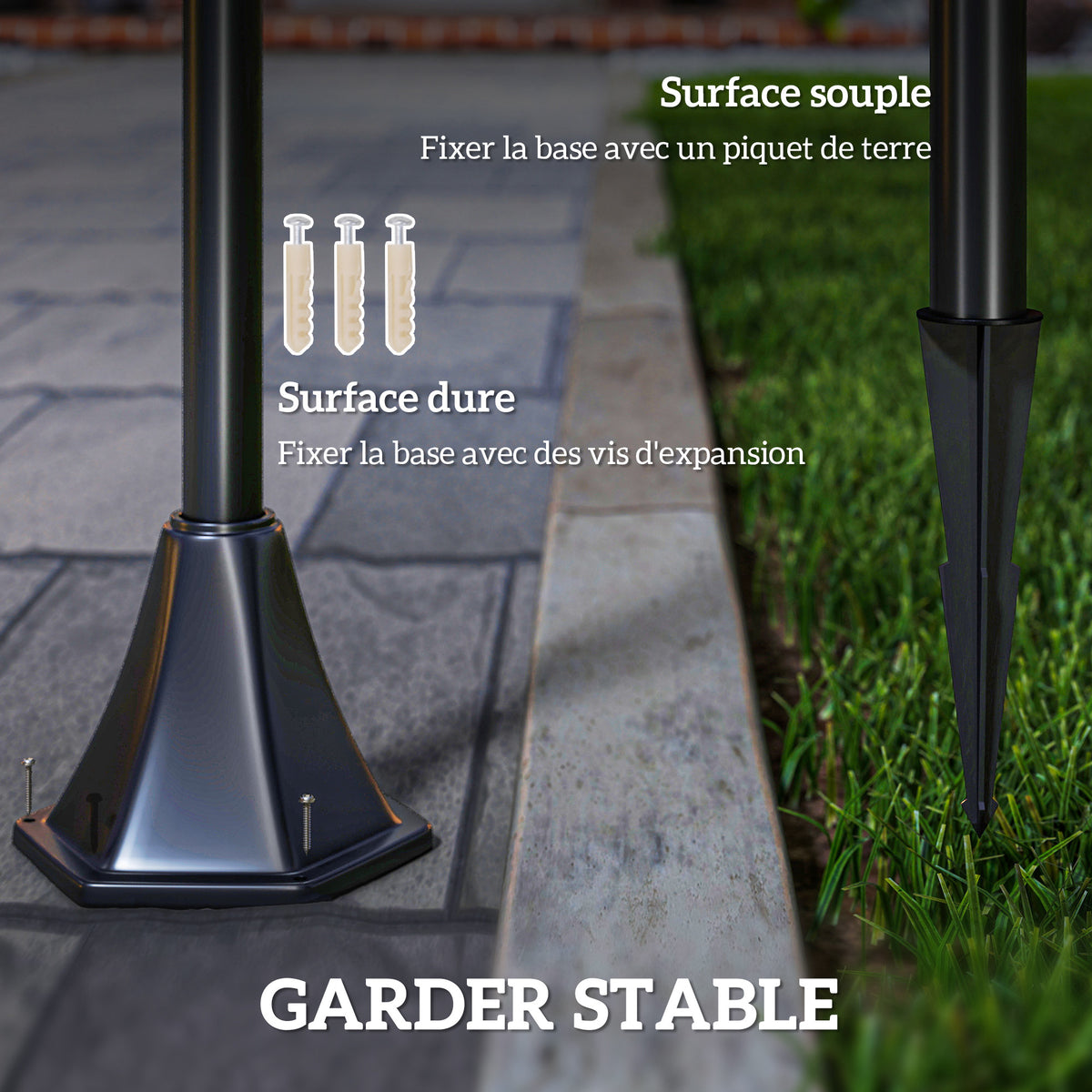 Luminaire extérieur lampadaire sur pied solaire lampadaire lanterne classique LED 30 Lm dim. 15L x 15l x 120H cm noir-7
