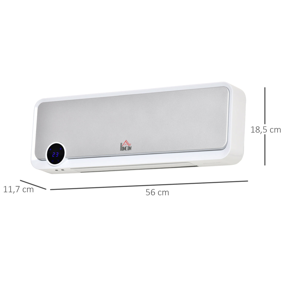 Radiateur mural soufflant oscillant 2000 W - chauffage céramique PTC - 3 niveaux de puissance - télécommande incluse blanc argenté-2