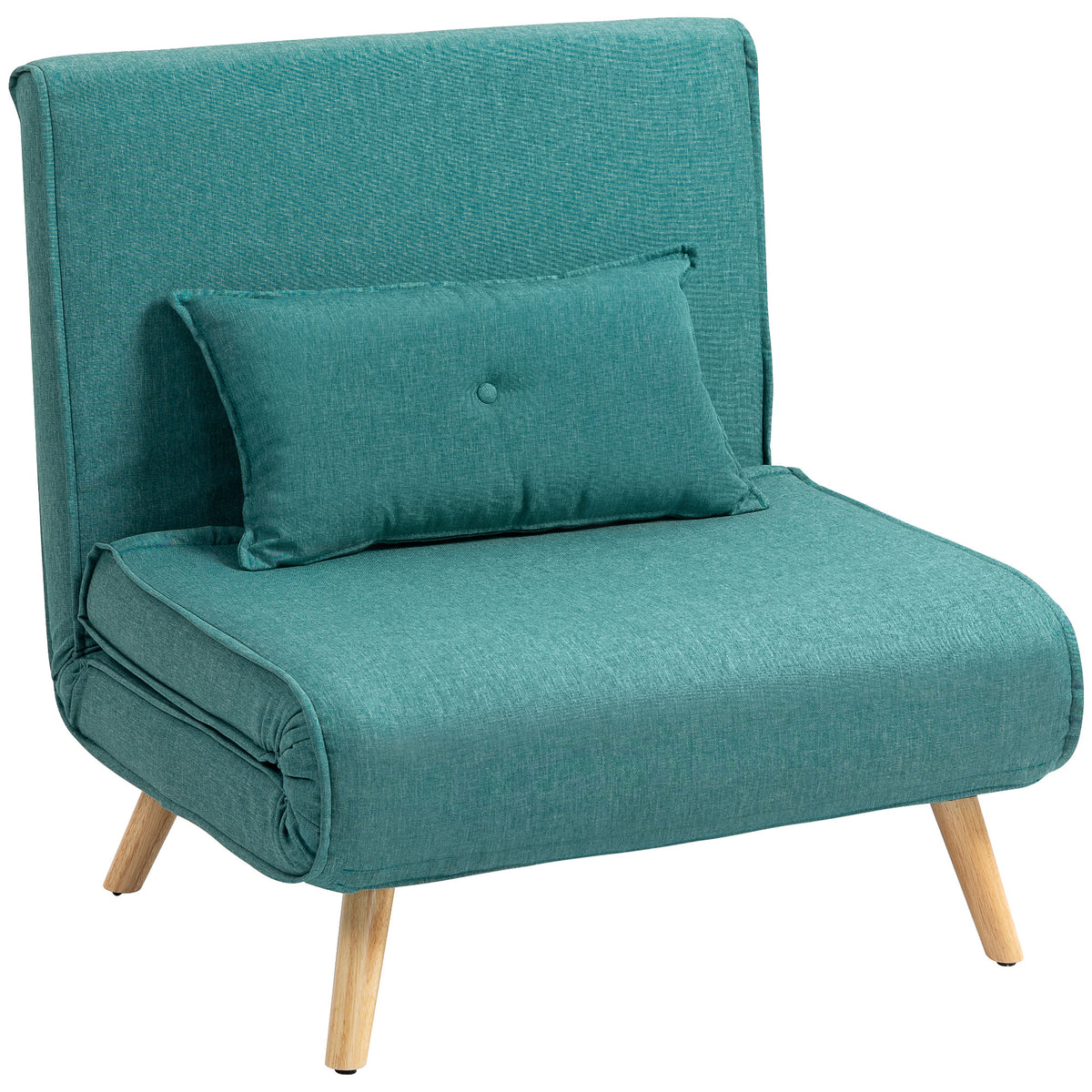 Fauteuil convertible 1 place canapé-lit clic-clac 3 en 1 avec dossier réglable en 5 positions, oreiller inclus, vert-0
