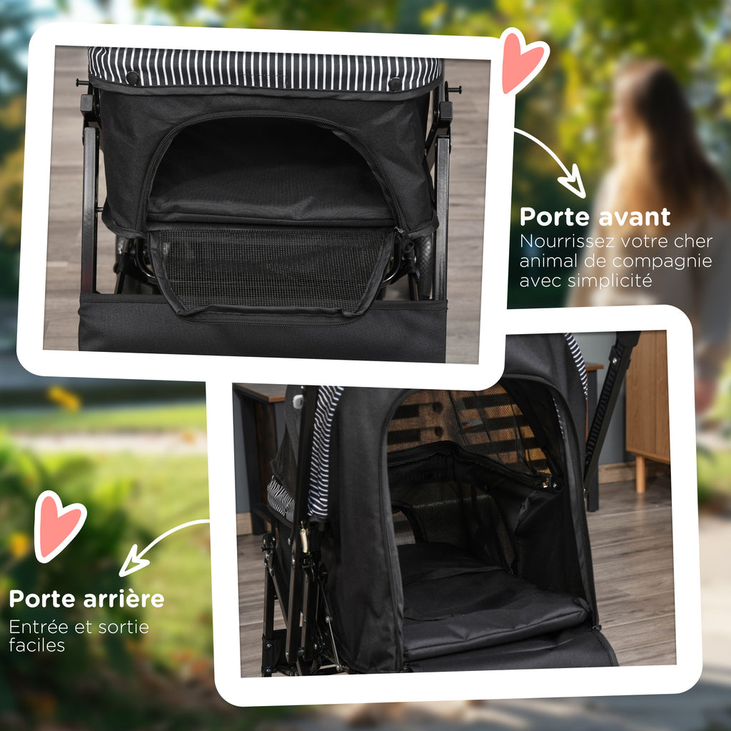 Poussette pour chien animaux de compagnie pliable 4 roues EVA guidon réglable panier 76,5 x 52 x 95 cm-6