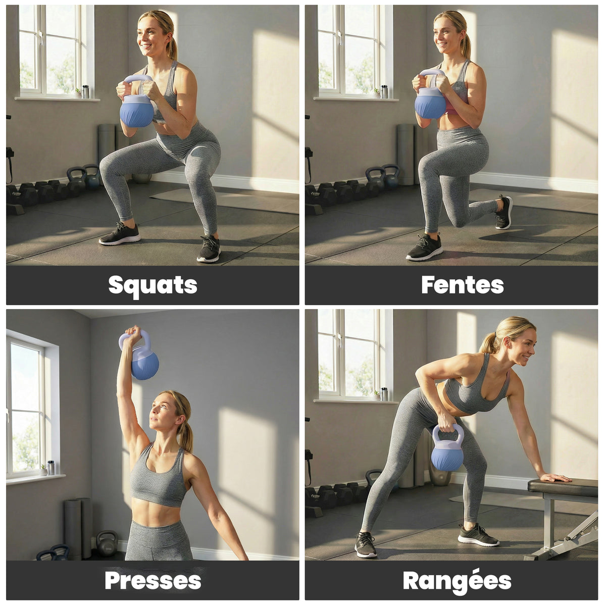Kettlebell 8 kg, Haltère avec Poignée Ergonomique Antidérapante, Haltère à Boule, Musculation, Entraînement, Bleu-7